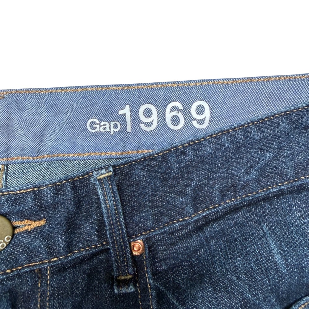Gap 1969 Womens 30 10 Real Straight Jeans Blue Dark Wash Stretch Y2K - Picture 6 of 11